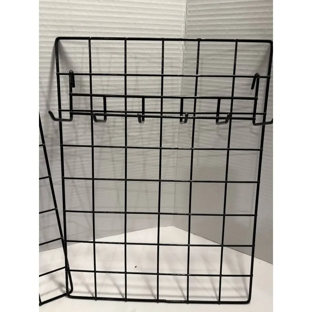 Black Wire Wall Grid Panel Multifunction Photo Hanging Display - New 2 Pc.